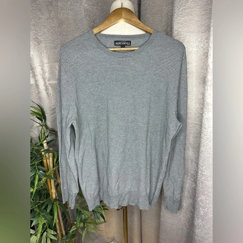J. Crew MERCANTILE Men’s Crew Neck Knit Long Sleeve Tee Gray Sz L